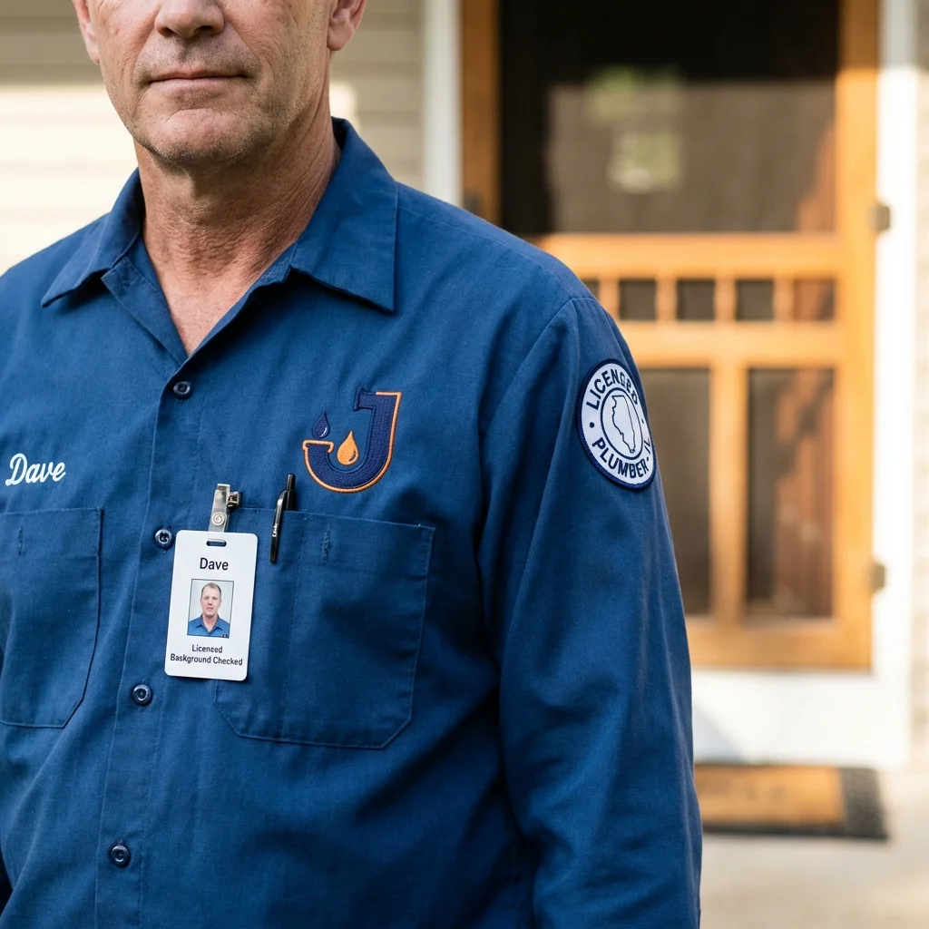 Licensed plumber showing ID badge in Pine Grove, PA
