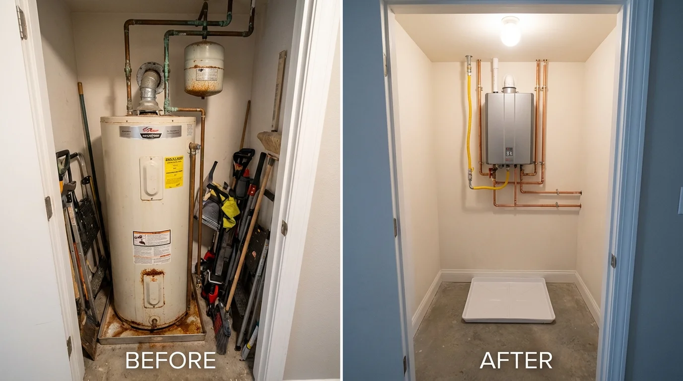 Tank water heater versus wall-mounted tankless unit comparison for Pine Grove, PA homeowners